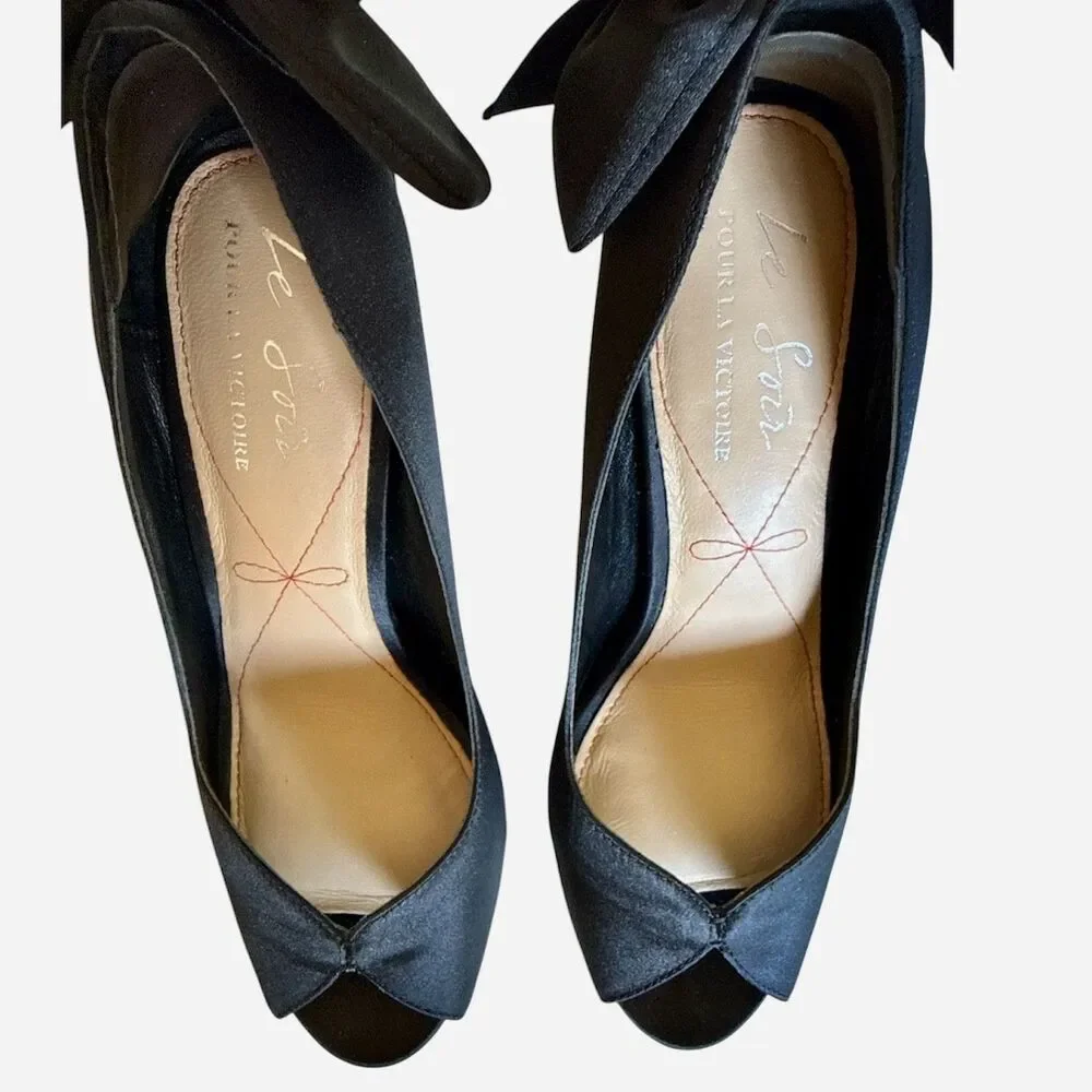 Share POUR LA VICTOIRE Women's Size 6 High Heels Open Toe Platform Pump Black Sa